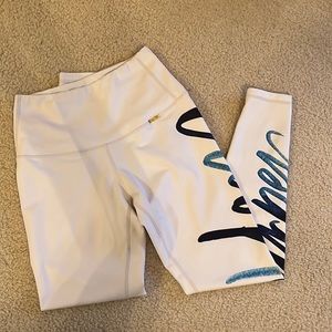 S Cleo Harper white logo print leggings